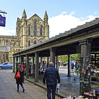 Buy canvas prints of Hexham Abbey and the Shambles by Tom Gomez