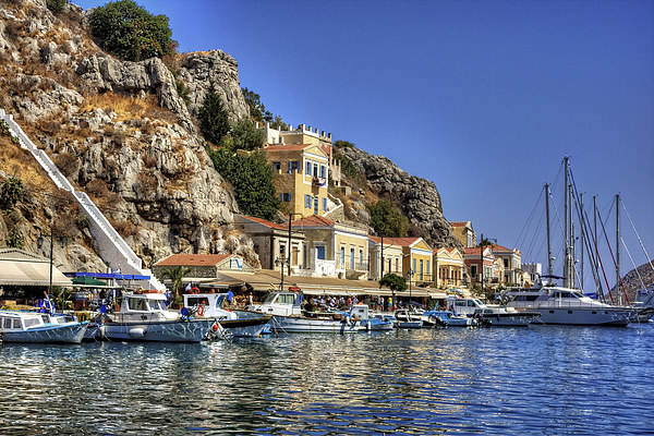 Symi Houses Picture Board by Tom Gomez