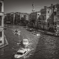 Buy canvas prints of Looking North on the Grand Canal - B&W by Tom Gomez