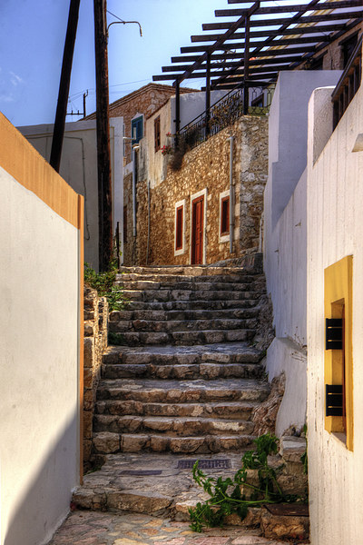 Nimborio Alleyway Steps Picture Board by Tom Gomez