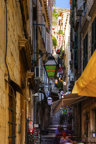 Cafe in a Dubrovnik Alley Picture Board by Tom Gomez