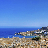 Buy canvas prints of Lindos Panorama by Tom Gomez