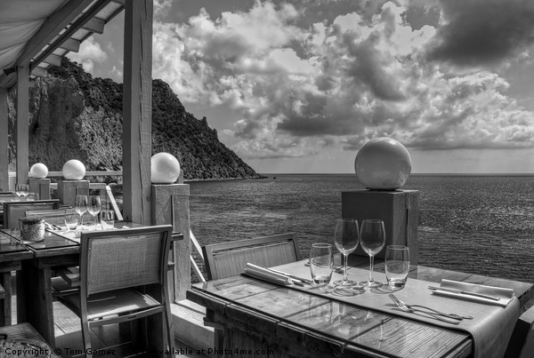 Dining in Paradise - B&W Picture Board by Tom Gomez