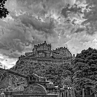 Buy canvas prints of The Castle from St Cuthberts - B&W by Tom Gomez