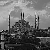 Buy canvas prints of The Blue Mosque, Istanbul - B&W by Tom Gomez
