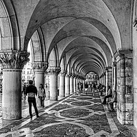 Buy canvas prints of Doge's Palace Colannade - B&W by Tom Gomez