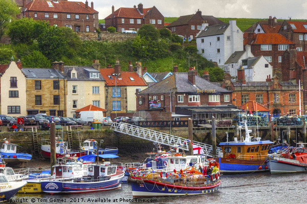 Busy Whitby Harbour Picture Board by Tom Gomez