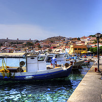 Buy canvas prints of Fishing Boats of Halki by Tom Gomez