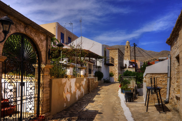 Between the Houses in Halki Picture Board by Tom Gomez