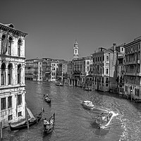 Buy canvas prints of Light Traffic on the Grand Canal - B&W by Tom Gomez