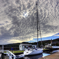 Buy canvas prints of Yacht under a Dappled Sky by Tom Gomez
