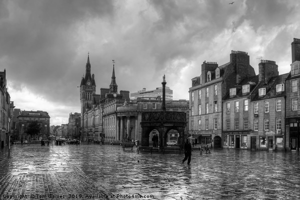 Aberdeen in the rain - B&W Picture Board by Tom Gomez