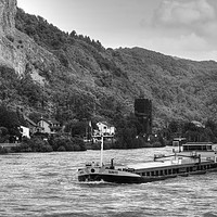 Buy canvas prints of Barge on the Rhine - B&W by Tom Gomez