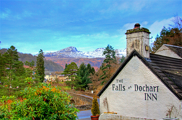 Falls of Dochart Inn Picture Board by Tom Gomez