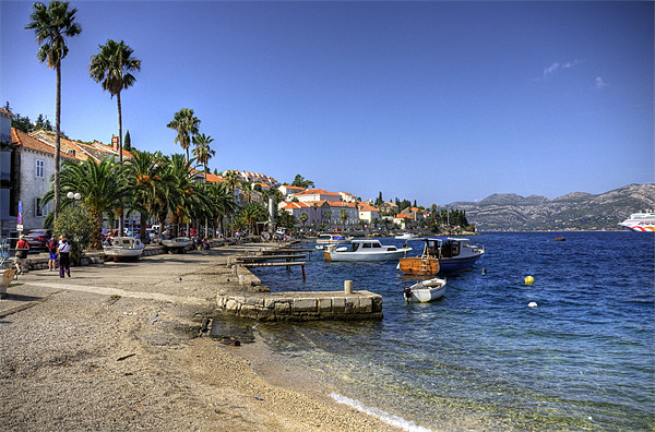 Korcula Waterfront Picture Board by Tom Gomez