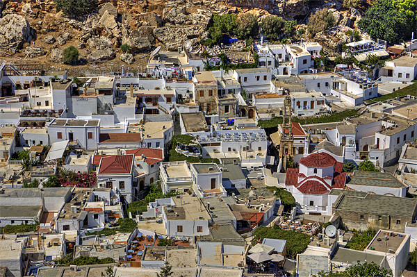 Lindos Village Picture Board by Tom Gomez