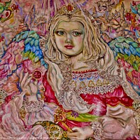 Buy canvas prints of Yumi Sugai.An angel of the pink crystal. by Yumi Sugai