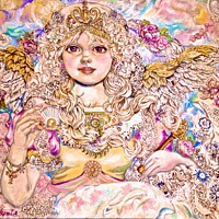 Buy canvas prints of Yumi Sugai. The angel of the Golden pearl. by Yumi Sugai