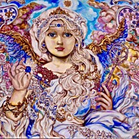 Buy canvas prints of Yumi Sugai. An angel of the blue crystal. by Yumi Sugai