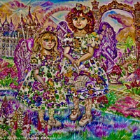 Buy canvas prints of Yumi Sugai.An angel of the purple. by Yumi Sugai