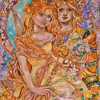 Buy canvas prints of Yumi Sugai. Spring angel lovers. by Yumi Sugai