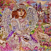 Buy canvas prints of Yumi Sugai. Bible angel. by Yumi Sugai