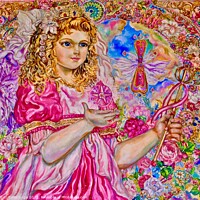 Buy canvas prints of Yumi Sugai. Pink crystal angel. by Yumi Sugai
