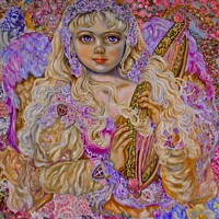 Buy canvas prints of Yumi Sugai. An angel with herbs. by Yumi Sugai
