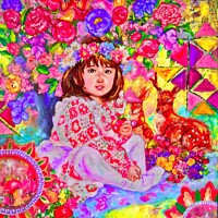 Buy canvas prints of Yumi Sugai.Anna, flowers and animals.  by Yumi Sugai