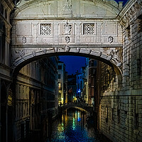 Buy canvas prints of The Venice Bridge of Sighs At Night by Chris Lord