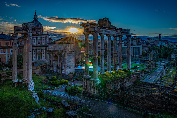 The Ancient Roman Forum At Sunrise Picture Board by Chris Lord