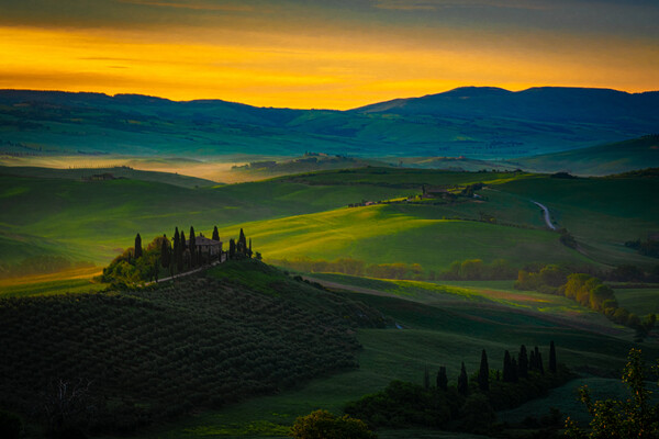 San Quirico D'Orcia At Sunrise Picture Board by Chris Lord