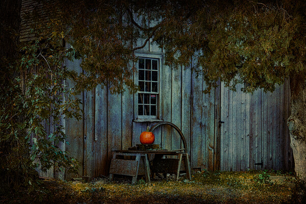 Pumpkin Outside An Historic House Picture Board by Chris Lord