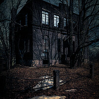 Buy canvas prints of Haunted House In Moonlight by Chris Lord