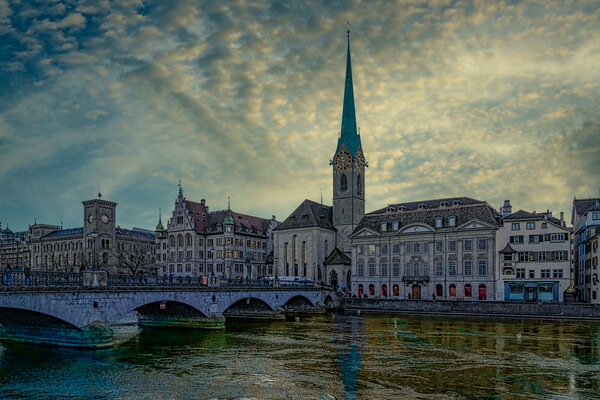 Evening In Zürich Picture Board by Chris Lord