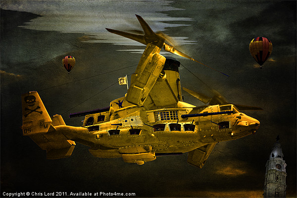 The Golden Steam Powered  Flying Gunship Picture Board by Chris Lord