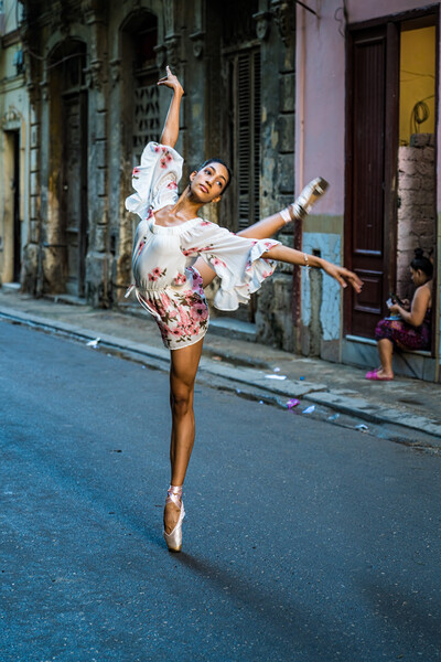 Ballerina on the Street in Havana Picture Board by Chris Lord