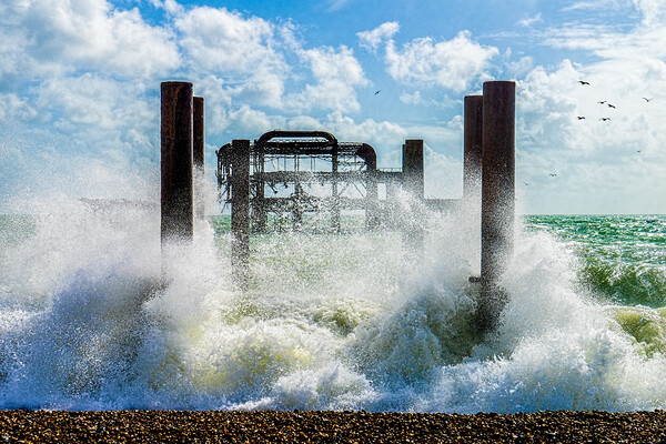 Big Splash By The West Pier Picture Board by Chris Lord