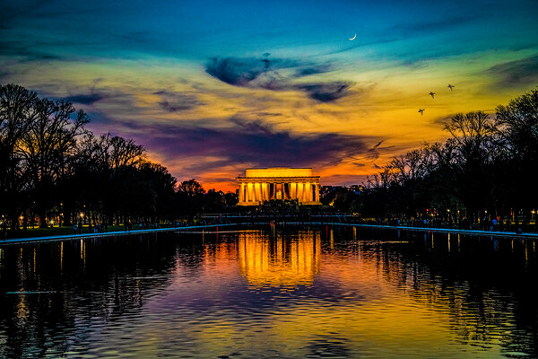 Lincoln Memorial Sunset Picture Board by Chris Lord