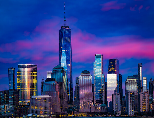 Blue Hour Downtown Manhattan Picture Board by Chris Lord