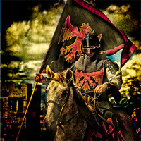 Buy canvas prints of The Red Knight Rides Forth by Chris Lord