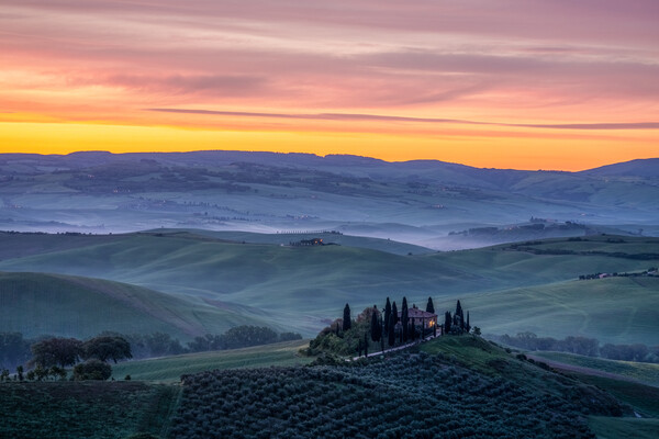 Day Break In The Val d'Orcia Picture Board by Chris Lord