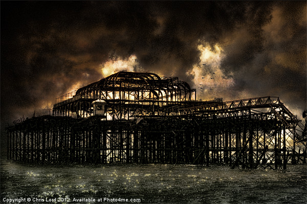 West Pier Storm Front Picture Board by Chris Lord