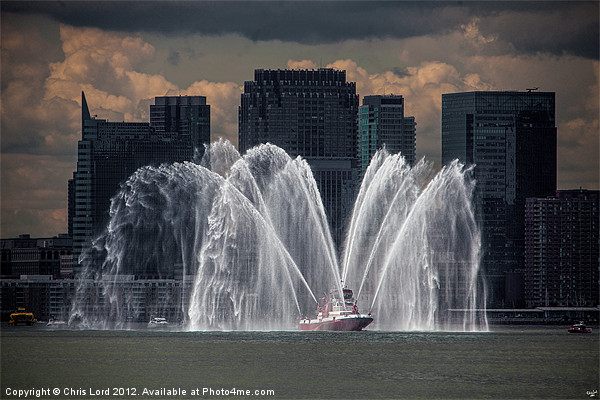 Fireboat on the Hudson River Picture Board by Chris Lord