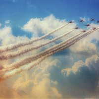 Buy canvas prints of Red Arrows, Smokin The Skies by Chris Lord