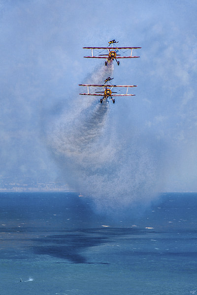 Stearman Biplanes At Eastbourne Picture Board by Chris Lord