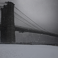 Buy canvas prints of Brooklyn Bridge Blizzard by Chris Lord