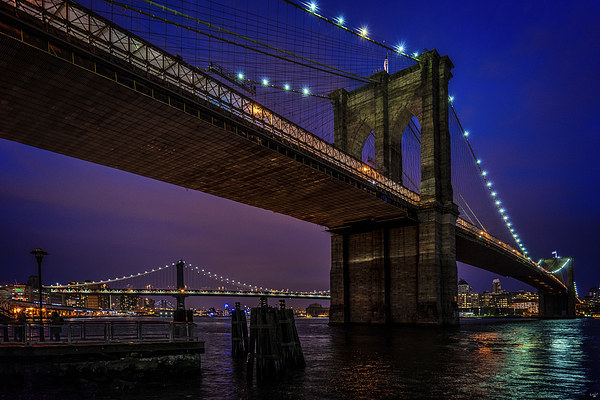 Twilight At The Brooklyn Bridge Picture Board by Chris Lord