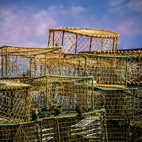 Buy canvas prints of Wicker Fishing Baskets by Chris Lord