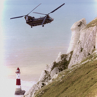 Buy canvas prints of A Chinook At Beachy Head by Chris Lord